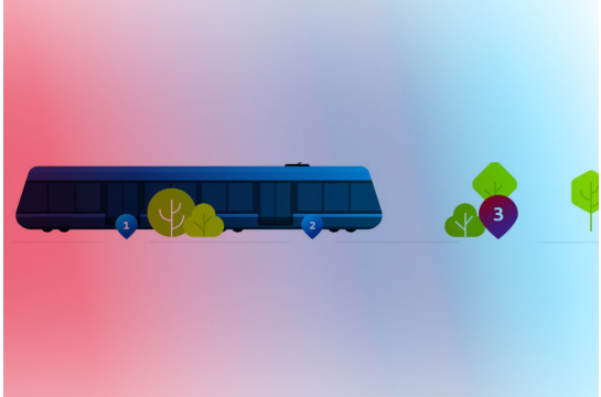 Grafik - Stadtbahn fährt von Haltestelle zu Haltestelle