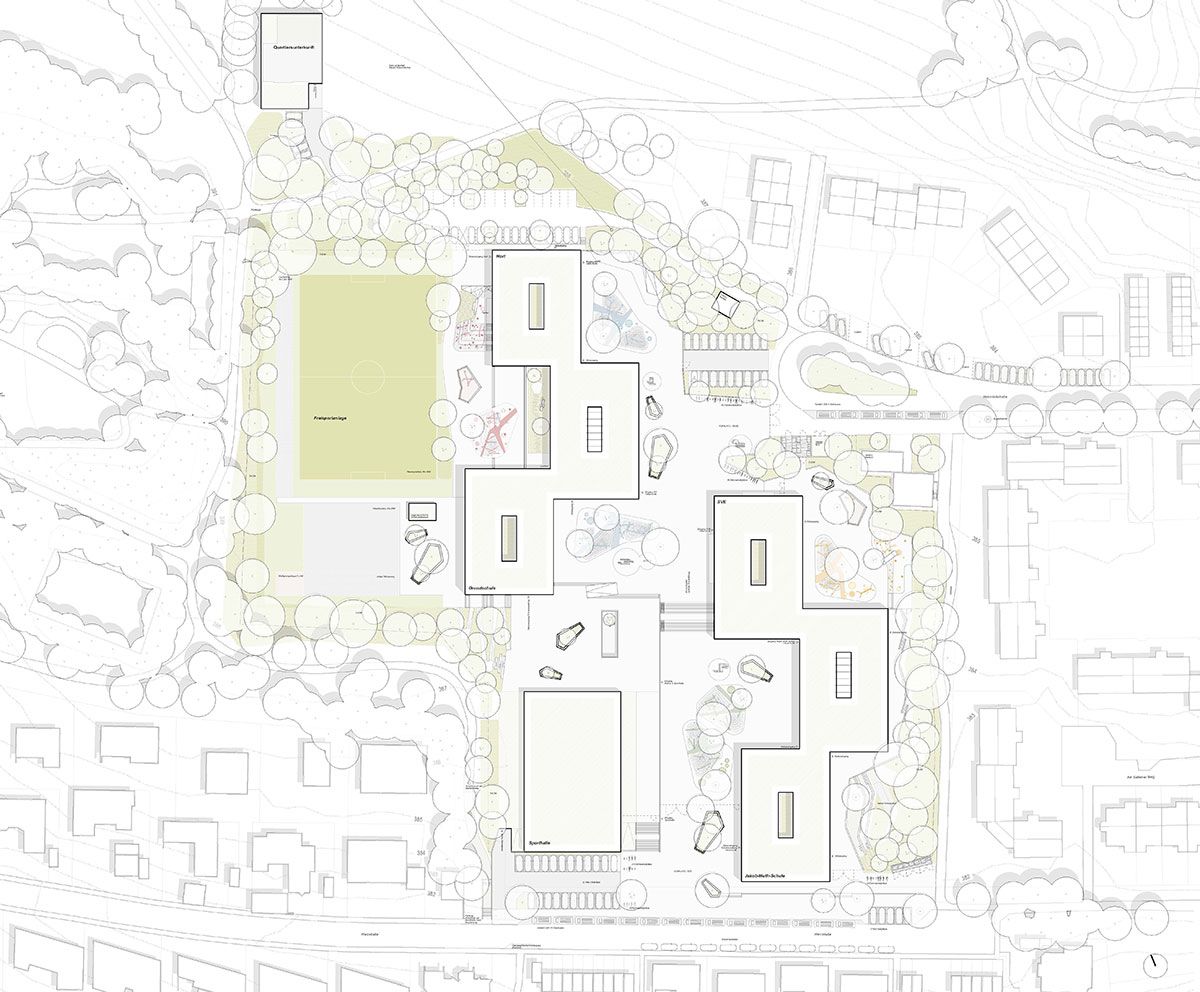 Zeichnung – Übersichtsplan Schulzentrum am Sallerner Berg