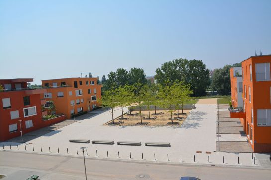 Quartiersplatz Baugebiet "An der Holzgartenstraße" © Stadt Regensburg, Tiefbauamt