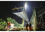 Fotografie: Blick von der Brücke auf den Einhub des Brückenteils (C) Bilddokumentation Stadt Regensburg