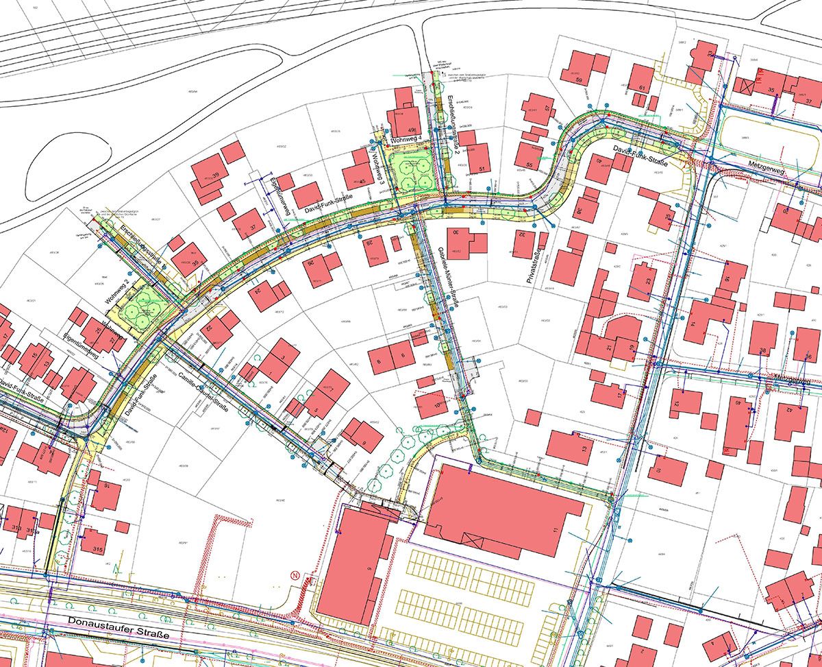 Straßenplanung Schwabelweis, Ausschnitt Lageplan BBP 260 Schwabelweis Nord