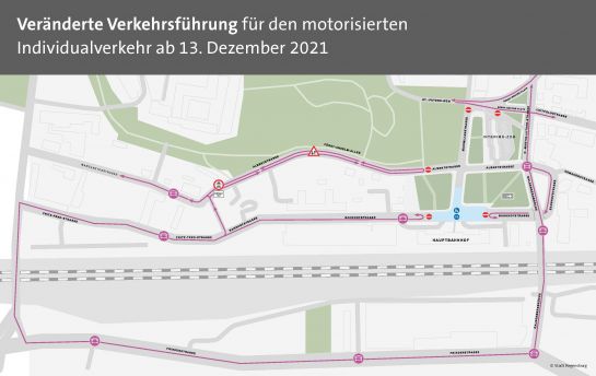 Veränderte Verkehrsführung für den motorisierten
Individualverkehr ab 13. Dezember 2021 (C) Stadt Regensburg