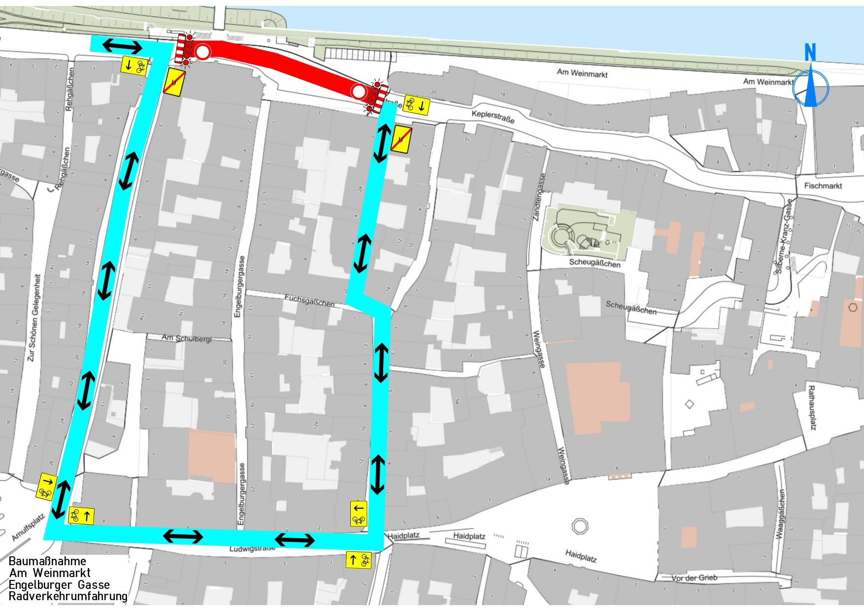 Grafik zur Umleitung für Radfahrer