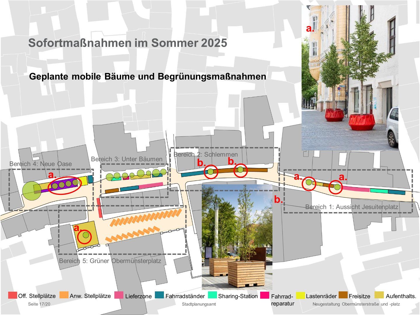 Übersicht über die geplanten Sofortmaßnahmen in der Obermünsterstraße ab Mai 2025