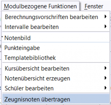 ASV-Übertragen der Zeugnisnote