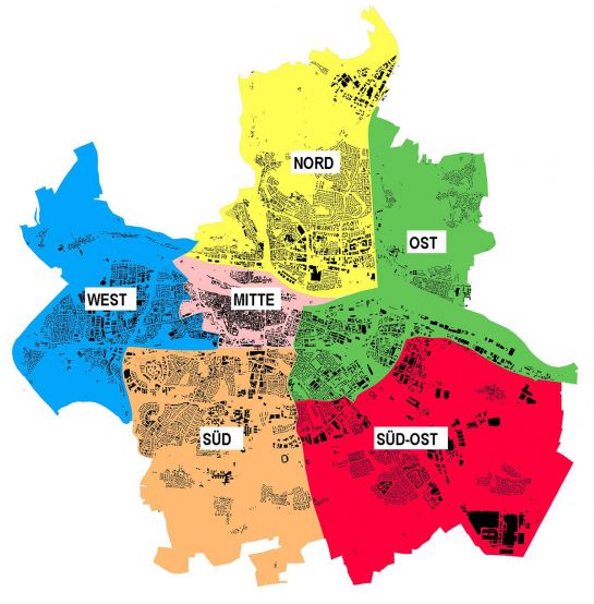 Übersichtskarte Stadtgebiet © Stadt Regensburg