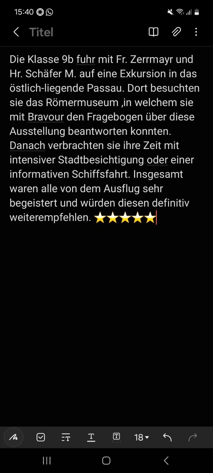 Maya und Sophia haben den Ausflug zusammengefasst