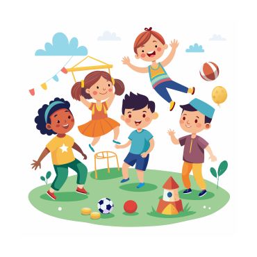 Illustration - Buntes Bild mit tanzenden Kindern