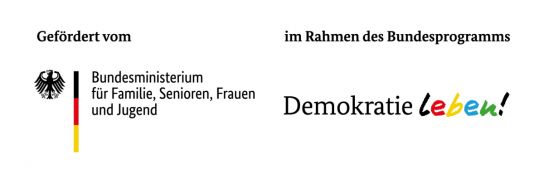 "Demokratie leben!" - Logo des Bundesministeriums für Familien, Senioren, Frauen und Jugend