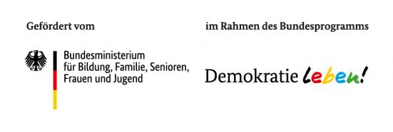 "Demokratie leben!" - Logo des Bundesministeriums für Familien, Senioren, Frauen und Jugend