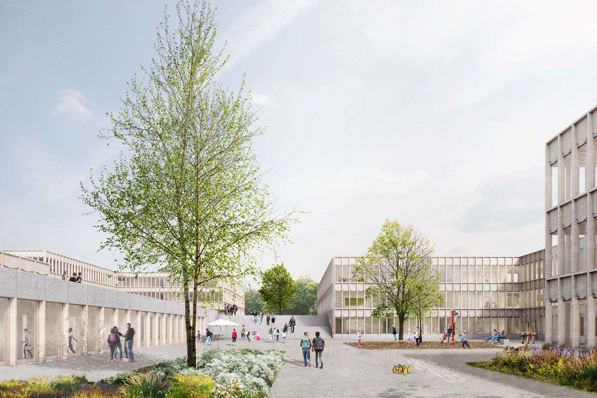 Visualisierung – Schulzentrum am Sallerner Berg - Blick von der Harzstraße
