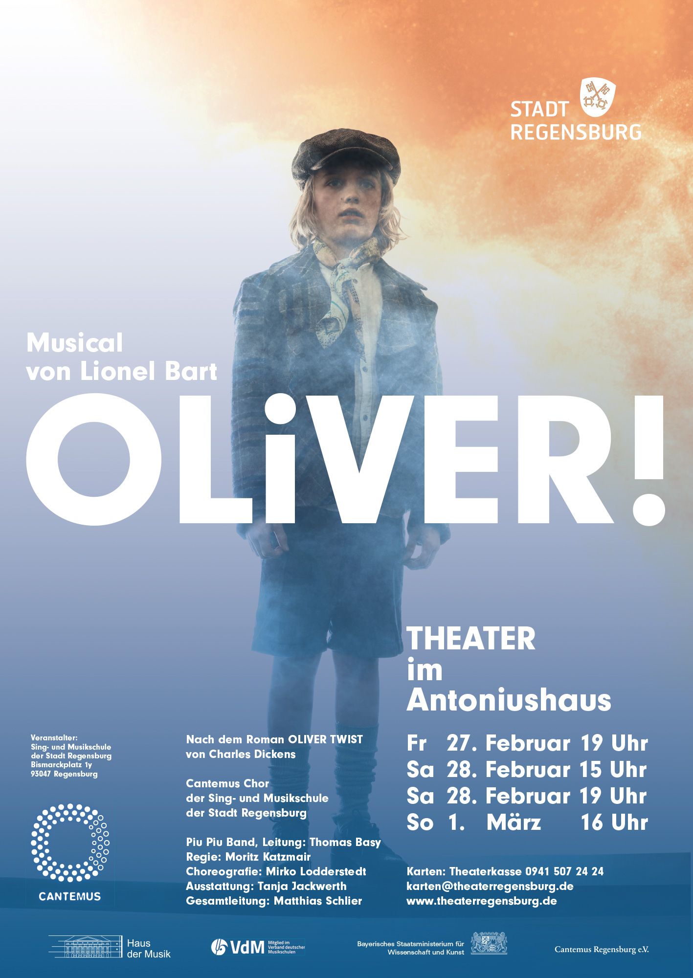 Musical Oliver von Lionel Bart Theater im Antoniushaus am 27.2., 28.2. und 1.3. 