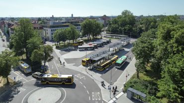 Fotografie: Luftaufnahme des Interims-ZOB am Bahnhof