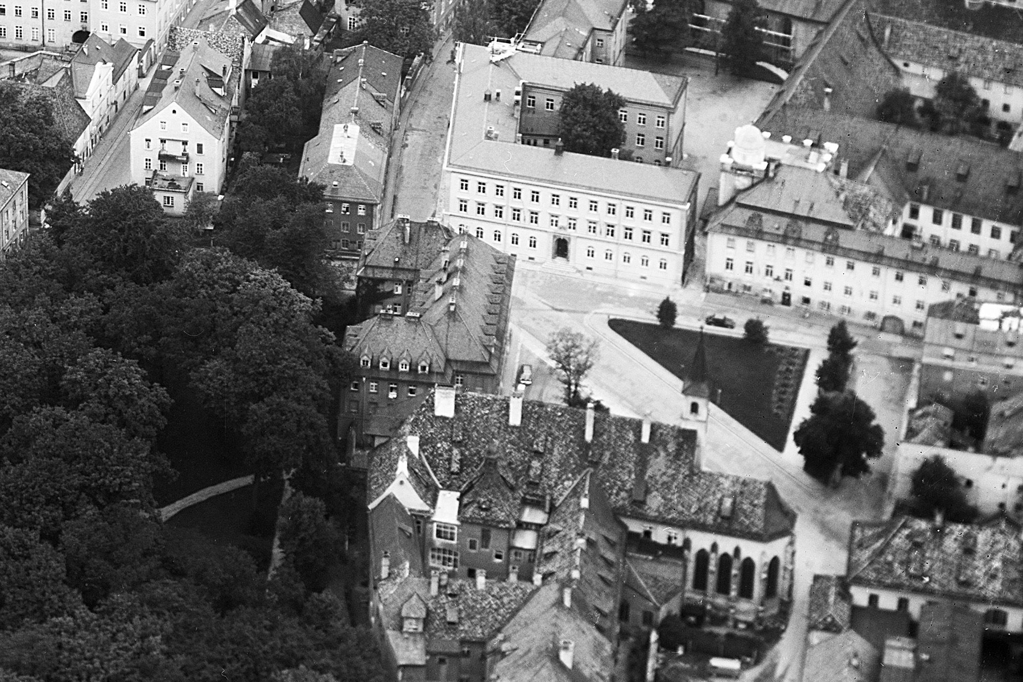 Fotografie: Luftaufnahme des Ägidienplatzes aus dem Jahr 1958