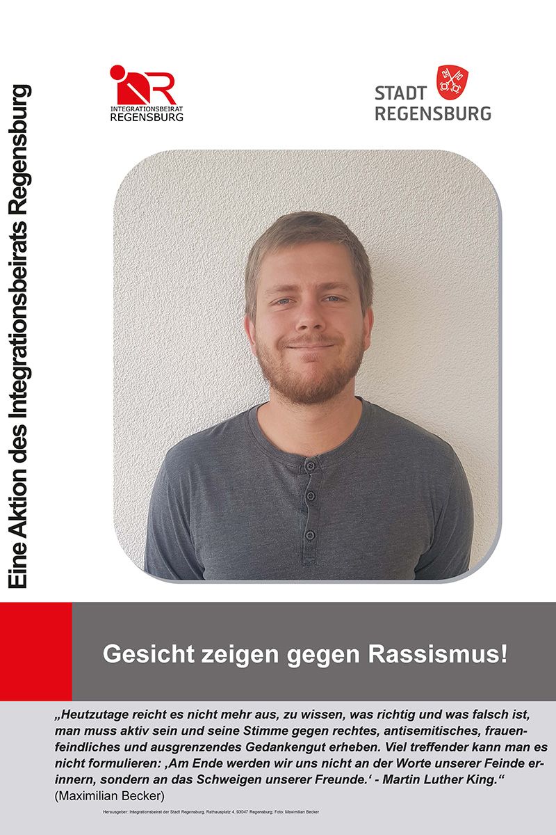 Plakat des Amts für Integration und Migration – Gesicht zeigen gegen Rassismus!