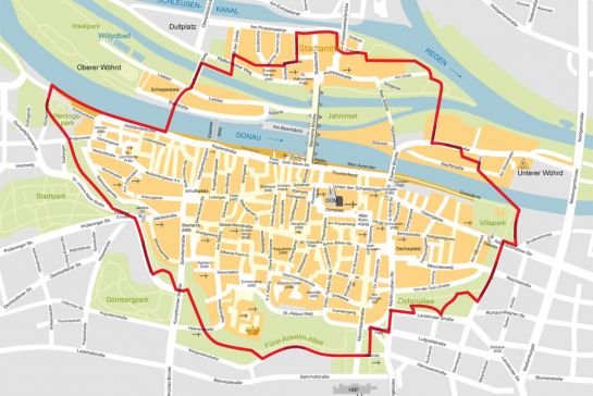 Schematische Darstellung der Welterbe-Kernzone (C) Stadt Regensburg