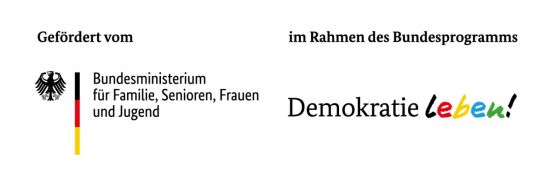 "Demokratie leben!" - Logo des Bundesministeriums für Familien, Senioren, Frauen und Jugend