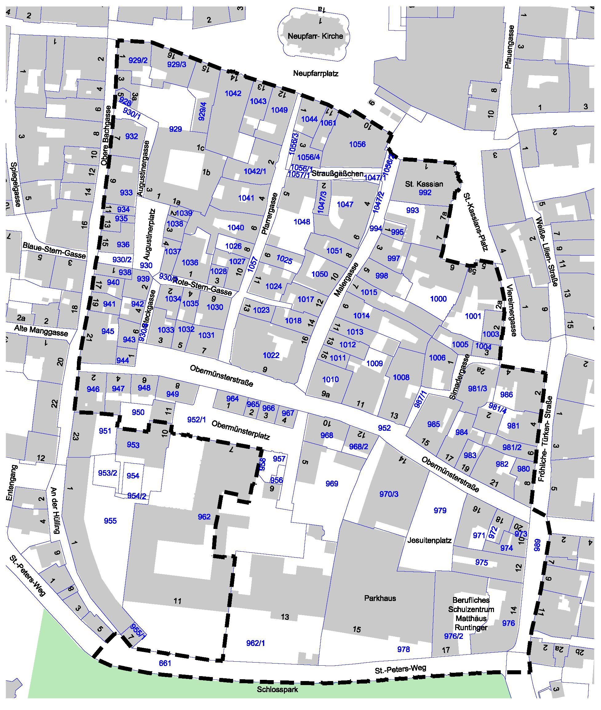 Plan - Sanierungsgebiet Obermünsterviertel - Umgriff