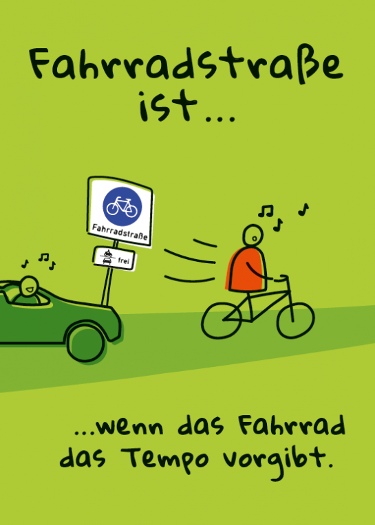 Grafik: Plakat Fahrradstraße grün (C) Arbeitsgemeinschaft Fahrradfreundlicher Kommunen
Niedersachsen/Bremen e. V.