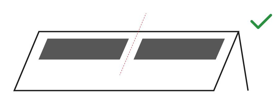 Grafik: Zulässige Anbringung von Solarmodulen auf Satteldächern in der Ganghofersiedlung zur Einhaltung des erforderlichen Abstands zu Brandwänden