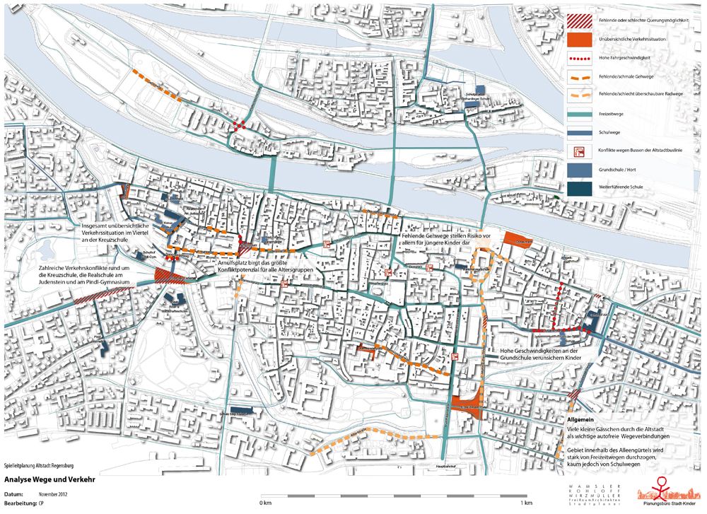 Spielleitplanung in Regensburg - Analyseplan Wege Verkehr