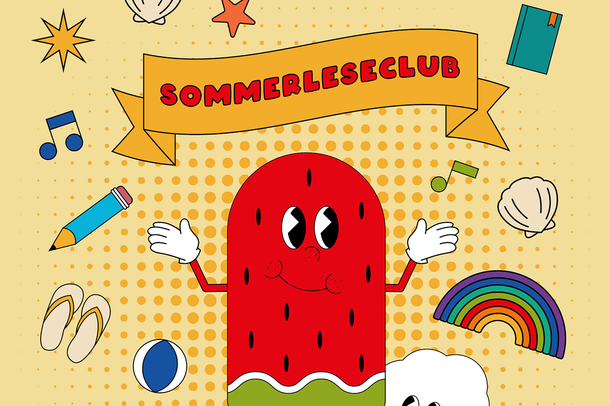 Ein Eis mit der Schrift "Sommerleseclub" darüber