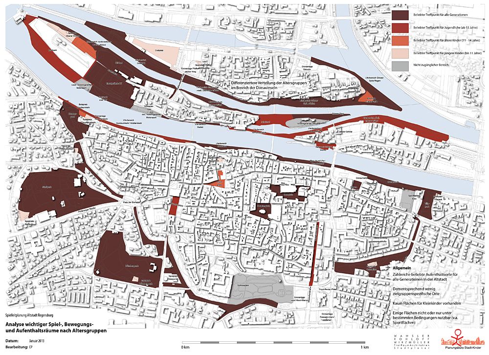 Spielleitplanung in Regensburg - Analyseplan Treffpunkte nach Alter