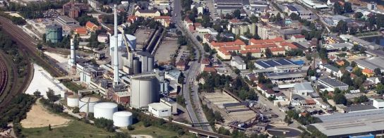 Luftaufnahme vom Inneren Osten Regensburgs. Im Bild die bereits abgerissene Zuckerfabrik.