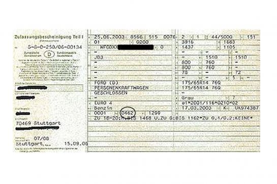 Feinstaub-Plakette - Muster-Fahrzeugschein neu (C) Regierung der Oberpfalz