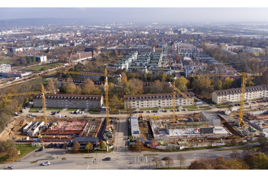 Blick über Neubauten