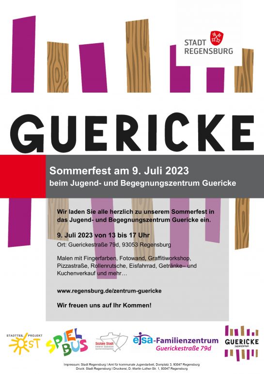 Auf dem Bild ist das Plakat des Sommerfestes im Jugend- und Begegnungszentrum von 2023 zu sehen.