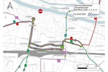 Visualisierung - Umleitungsstrecke Baumaßnahme Weihnmarkt