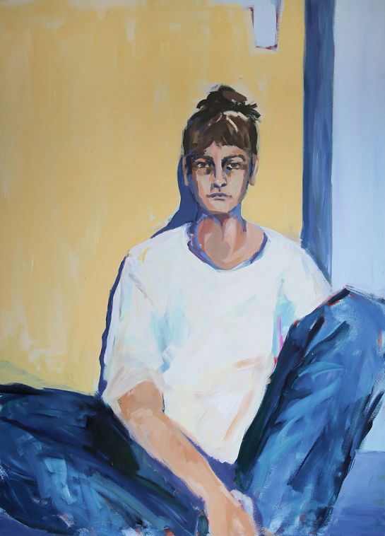Lea Wagner, Selbstporträt sitzend, 2023