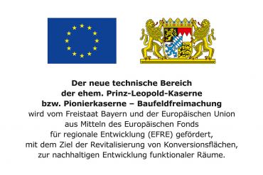 Hinweisschild zur Baufeldfreimachung im neuen technischen Bereich der ehemaligen Prinz-Leopold-Kaserne bzw. Pionierkaserne