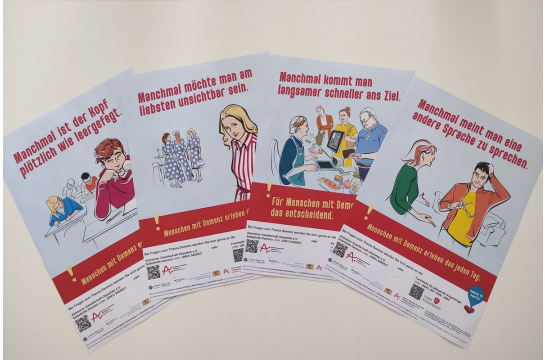 Fotografie der 4 Plakate, die bei der Informationskampagne zur 4. bayerischen Demenzwoche gezeigt werden.