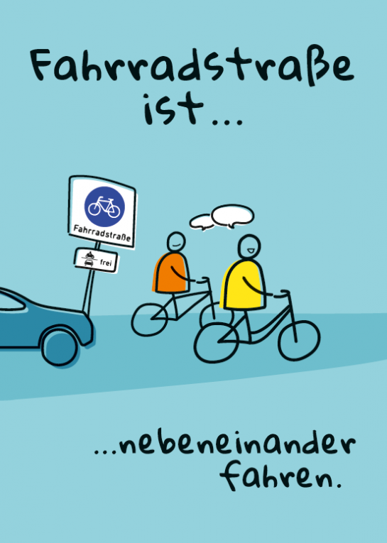 Grafik: Plakat Fahrradstraße blau (C) Arbeitsgemeinschaft Fahrradfreundlicher Kommunen
Niedersachsen/Bremen e. V.