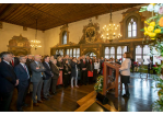 Fotografie - Neujahrsempfang 2023 - Blick in den Reichssaal, im Bild rechts Oberbürgermeisterin Gertrud Maltz-Schwarzfischer am Rednerpult