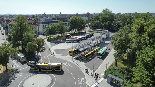 Fotografie: Luftaufnahme des Interims-ZOB am Bahnhof