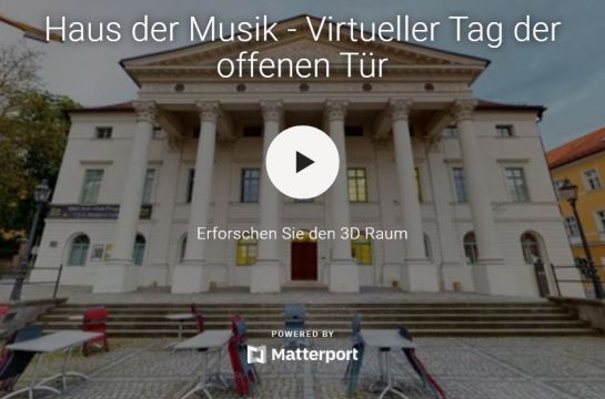 Das Haus der Musik am Bismarckplatz - mit Abspielen-Symbol für die virtuelle Führung.