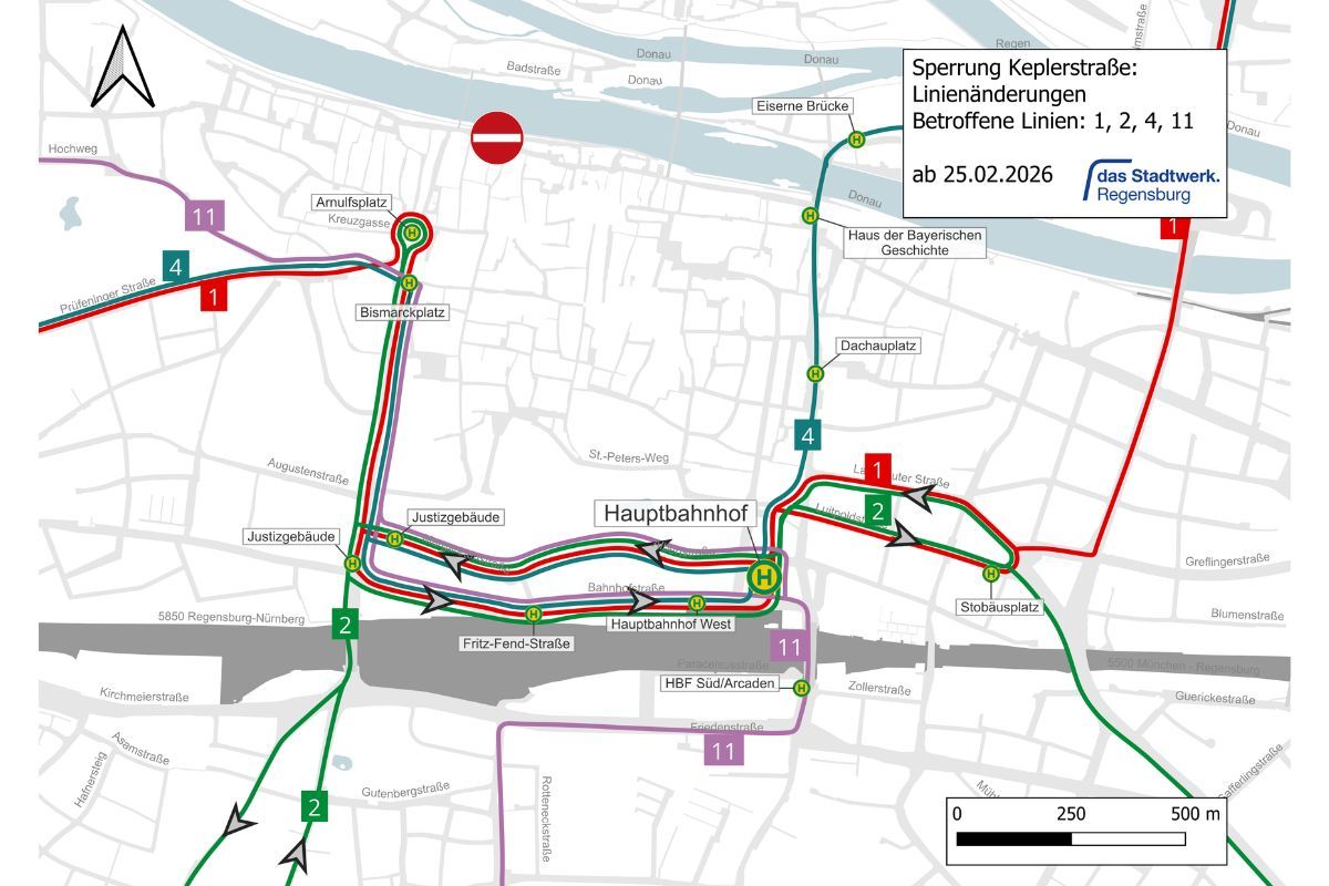 Visualisierung - Umleitungsstrecke Baumaßnahme Weihnmarkt