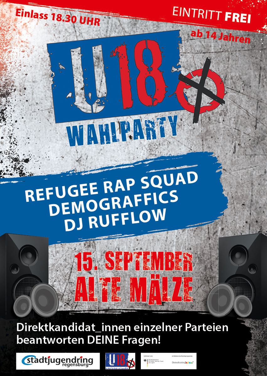 Flyer Wahlparty, Stadtjugendring, 2017