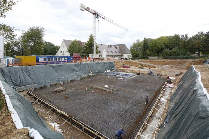 Vorbereitung für das Betonieren der Bodenplatte (C) Bilddokumentation Stadt Regensburg Rubina - Grundsteinlegung für RUBINA - Bodenplatte