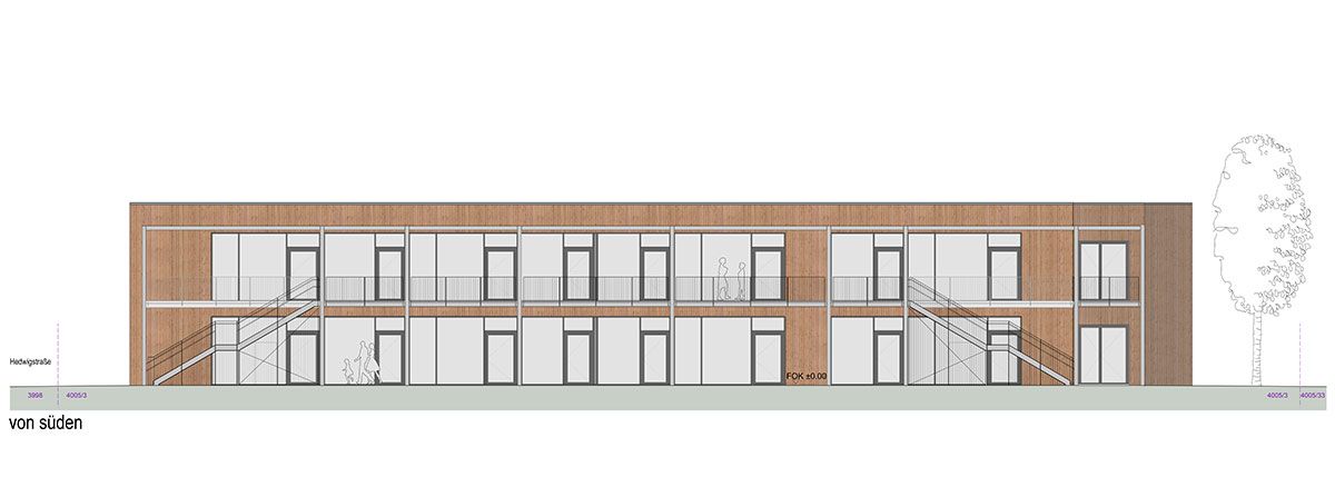 Zeichnung – Kindertagesstätte Hedwigstraße - Ansicht Süd