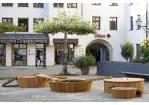Fotografie - Spielpunkt mit Holzsandkasten und Holzbänken (C) Stadtplanungsamt Stadt Regensburg