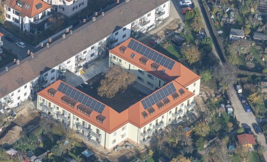 Luftbild des U-Gebäudes in der Margaretenau (C) Herbert Stolz