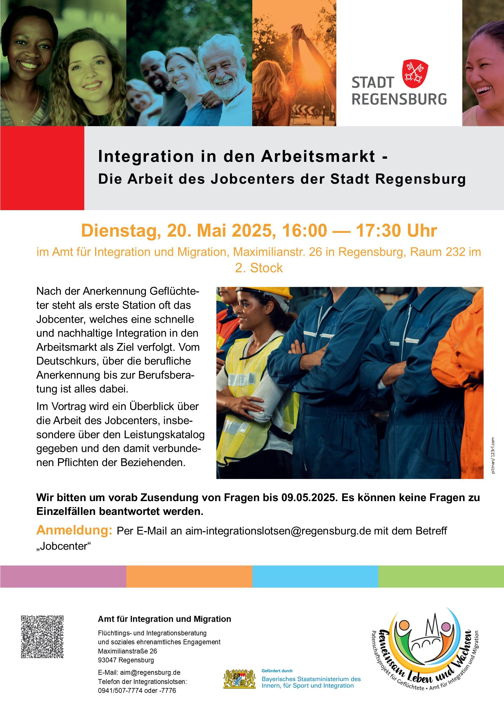 Plakat zum Vortrag über die Arbeit des Jobcenters  am 20.05.2025