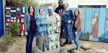 Auf dem Foto ist das EJSA Team zu sehen. Von links nach rechts: Bea Birnbaumer, Tamara Weißer, Hinda Yusuf Ali, Mai Hamza, Anna Wagner, Daniela Giese