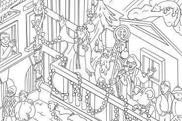 Regensburger Christkindlmarkt - Wimmelbuch - Ausmalbild