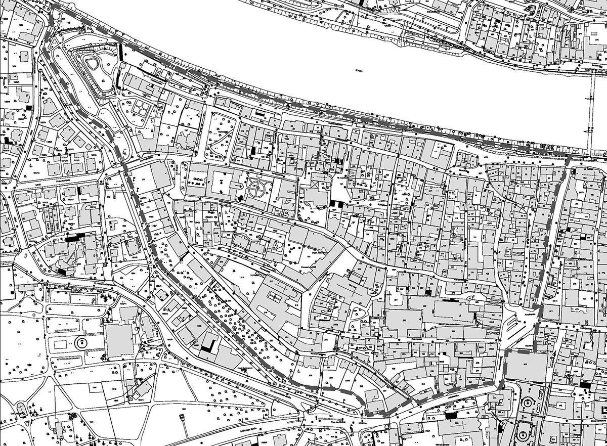 Dargestellt ist der Umgriff des Sanierungsgebietes Westnerwacht auf einem Stadtplan