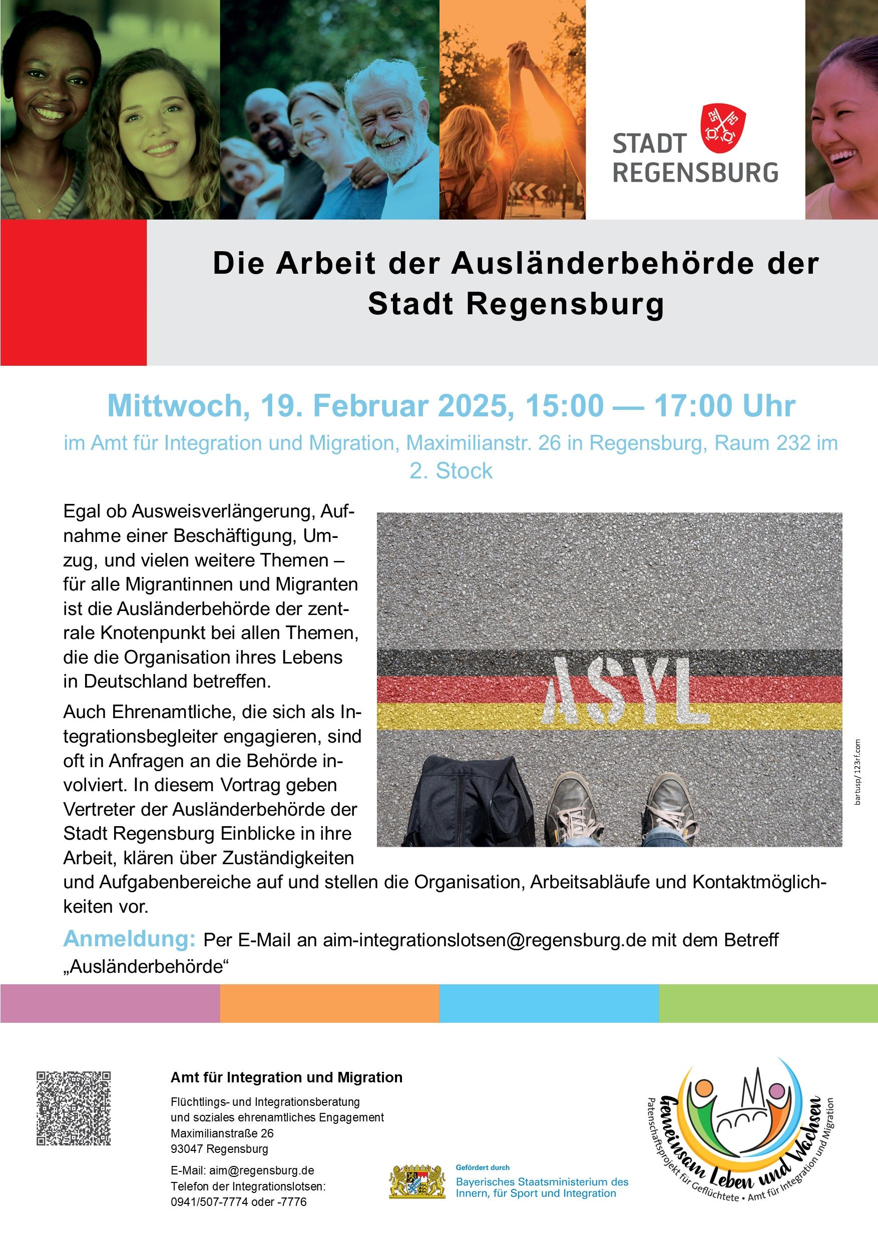 Plakat zum Vortrag über die Ausländerbehörde  am 19.2.2025
